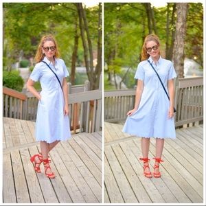 Banana Republic blue scallop shirtdress